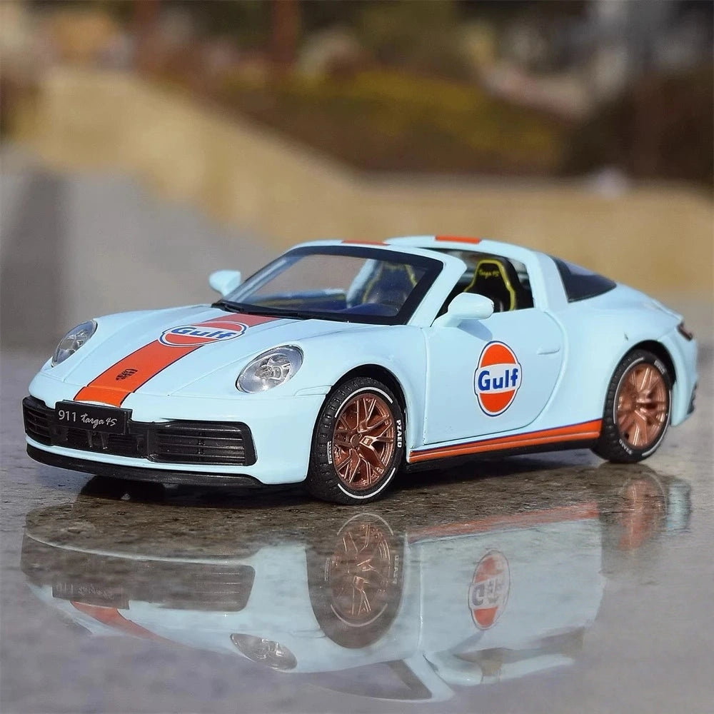 [TOY] 1:32 Porsche 2020 911 922 Targa 4S Cabriolet Gulf モデルカー Die-Cast