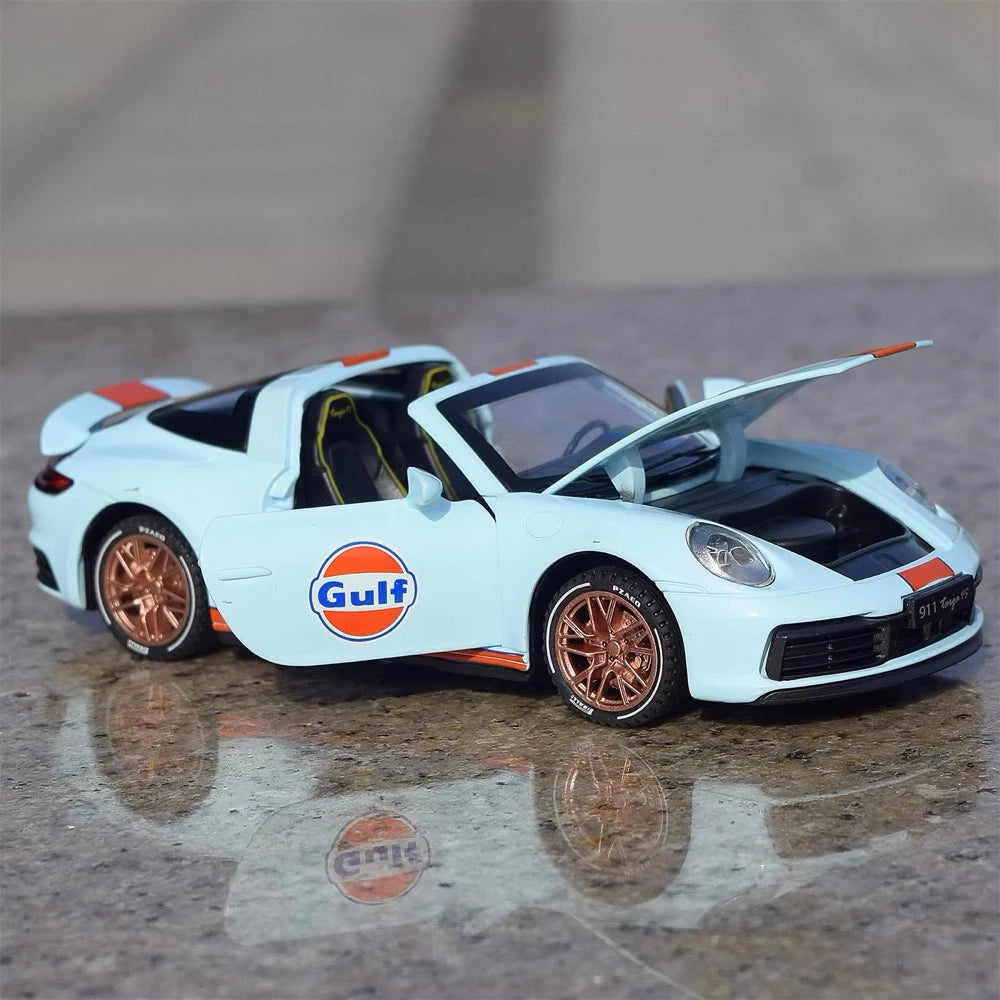[TOY] 1:32 Porsche 2020 911 922 Targa 4S Cabriolet Gulf Model Car Die-Cast