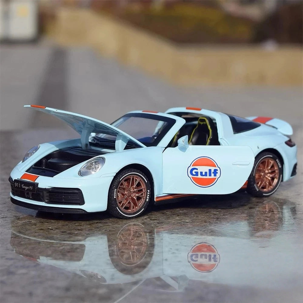 [TOY] 1:32 Porsche 2020 911 922 Targa 4S Cabriolet Gulf Model Car Die-Cast