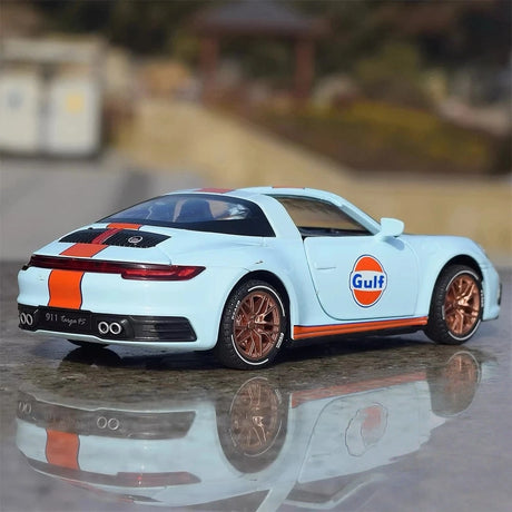 [TOY] 1:32 Porsche 2020 911 922 Targa 4S Cabriolet Gulf modellbil Die-Cast