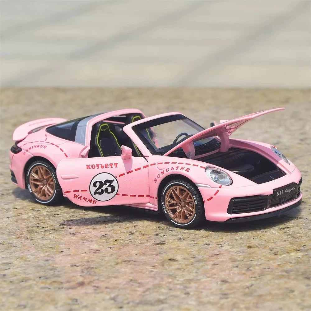 [TOY] 1:32 Porsche 2020 911 922 Targa 4S Cabriolet rosa Pig modellino di auto Die-Cast