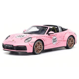 [TOY] 1:32 Porsche 2020 911 922 Targa 4S Cabriolet Pink Pig Model Car Die-Cast