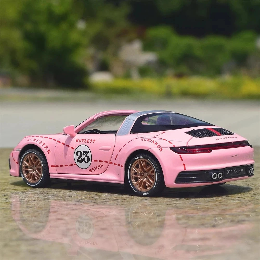[TOY] 1:32 Porsche 2020 911 922 Targa 4S Cabriolet Pink Pig Model Car Die-Cast