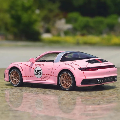[TOY] 1:32 Porsche 2020 911 922 Targa 4S Cabriolet rosa Pig modellbil Die-Cast
