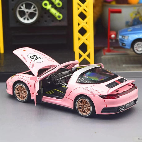[TOY] 1:32 Porsche 2020 911 922 Targa 4S Cabriolet rosa Pig modellbil Die-Cast
