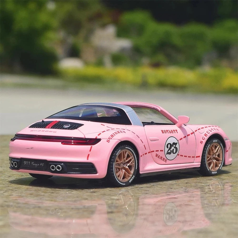 [TOY] 1:32 Porsche 2020 911 922 Targa 4S Cabriolet rosa Pig modellino di auto Die-Cast