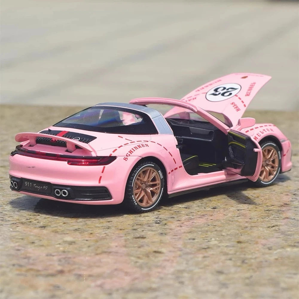 [TOY] 1:32 Porsche 2020 911 922 Targa 4S Cabriolet Pink Pig Model Car Die-Cast