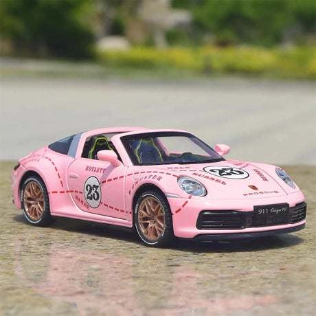 [TOY] 1:32 Porsche 2020 911 922 Targa 4S Cabriolet rosa Pig modellbil Die-Cast