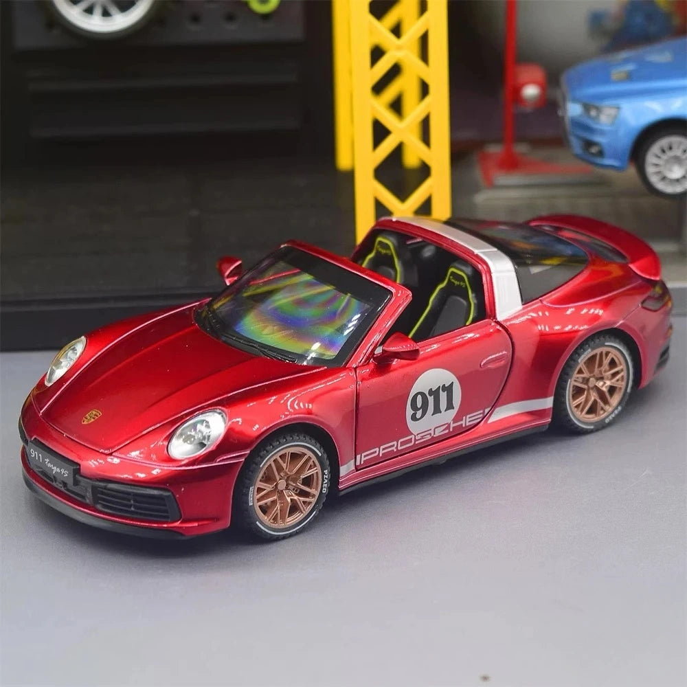 [TOY] 1:32 Porsche 2020 911 922 Targa 4S Cabriolet Red Model Car Die-Cast