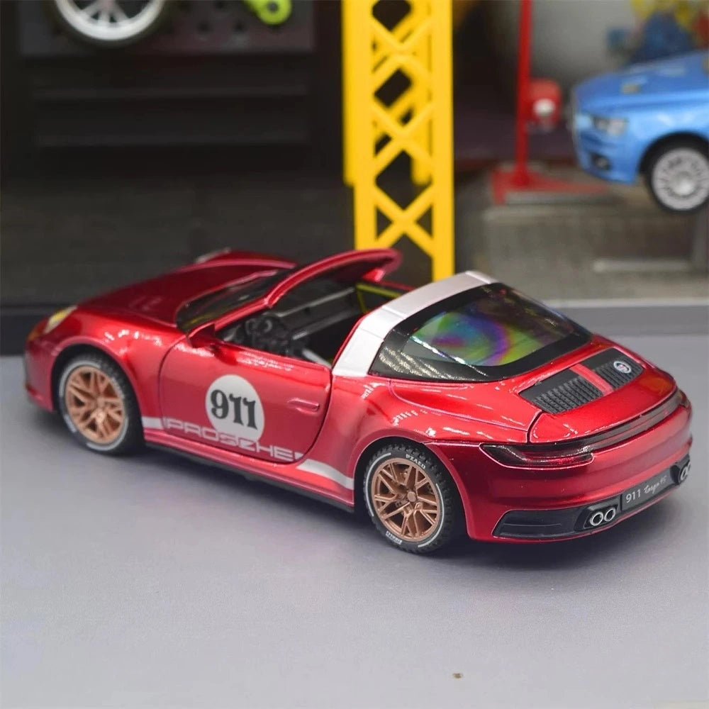 [TOY] 1:32 Porsche 2020 911 922 Targa 4S Cabriolet Red Model Car Die-Cast