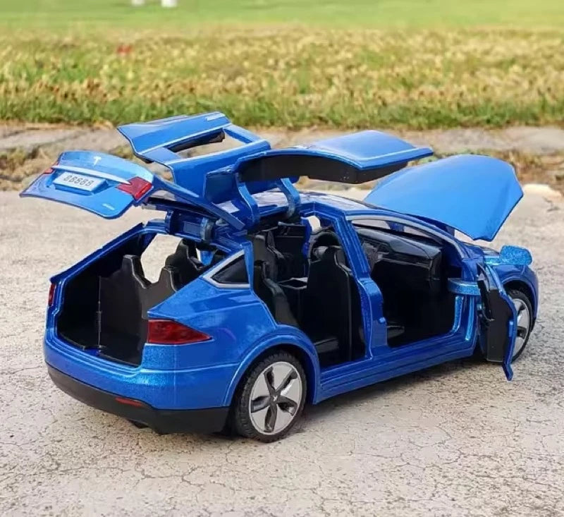 [TOY] 1:32 Tesla 2015 Model X blå modellbil Die-Cast