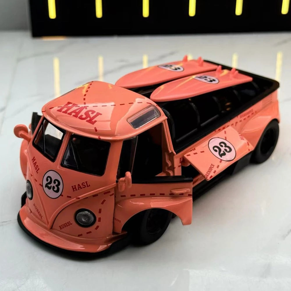 [TOY] 1:32 Volkswagen 1963 T1 Bus rose Pig voiture miniature Die-Cast