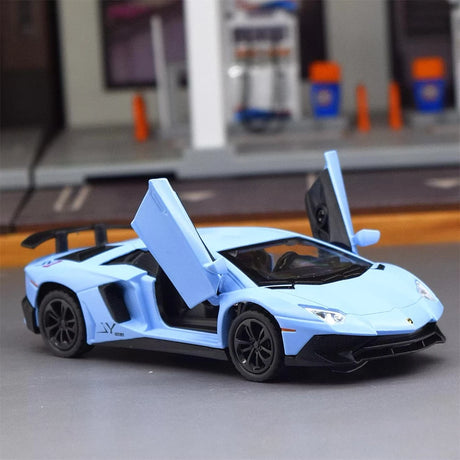 Lamborghini 2016 Aventador LP750-4 SV Blue 1:35 – Valuvalettu näyttömalli