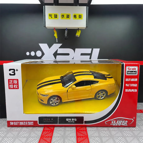 [TOY] 1:36 Ford 2015 Mustang Yellow Stripe Model Car Die-Cast
