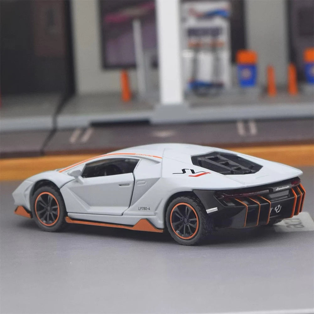 [TOY] 1:36 Lamborghini 2018 Aventador LP780-4 SVJ Gray Model Car Die-Cast