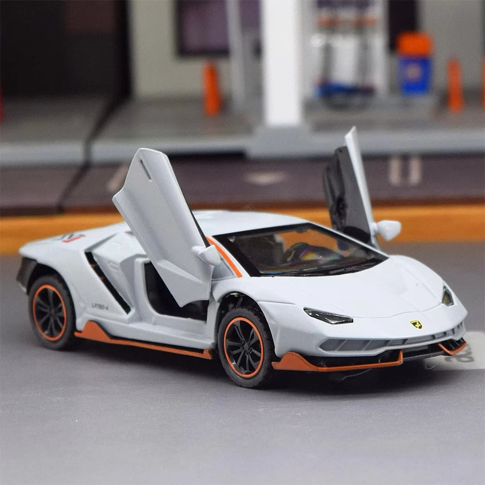 [TOY] 1:36 Lamborghini 2018 Aventador LP780-4 SVJ Gray Model Car Die-Cast