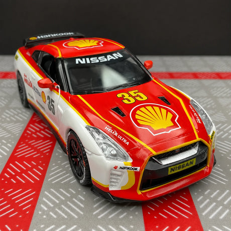 Nissan 2009 GT-R R35 طلاء Shell #35 1:36 نموذج عرض مصقول - العرض 10
