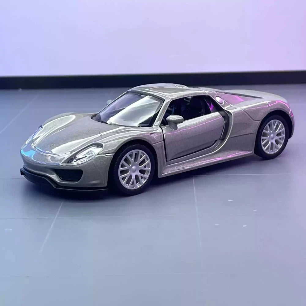 [TOY] 1:36 Porsche 2015 918 Spyder Silver Model Car Die-Cast