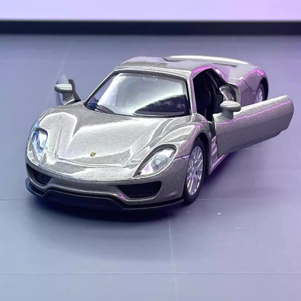 [TOY] 1:36 Porsche 2015 918 Spyder Silver Model Car Die-Cast