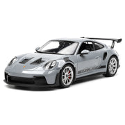 Porsche 2023 911 992 GT3 RS grå 1:36 – modellbil i gjuten metall för display