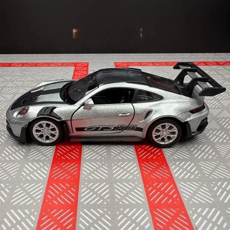 [TOY] 1:36 Porsche 2023 911 992 GT3 RS Silver Model Car Die-Cast