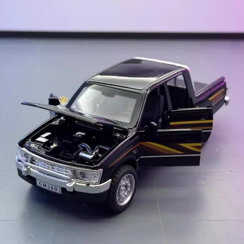 [TOY] 1:36 Toyota 1988 Hilux Black Model Car Die-Cast