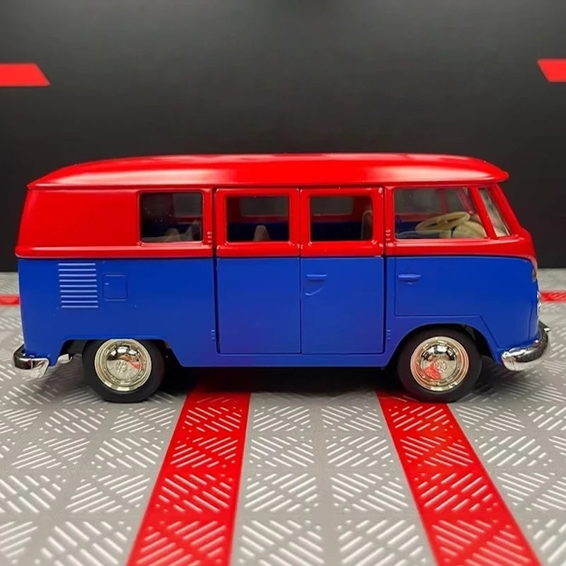 [TOY] 1:36 Volkswagen 1963 T1 Blue Red Model Car Die-Cast