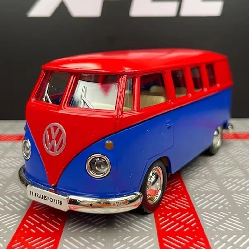 [TOY] 1:36 Volkswagen 1963 T1 Blue Red Model Car Die-Cast