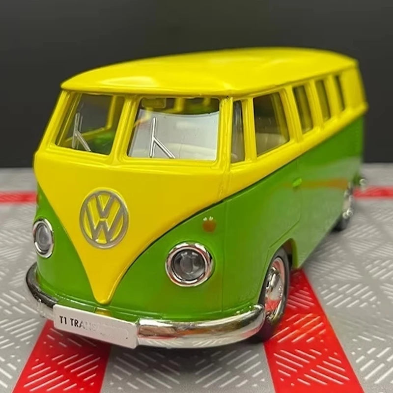 [TOY] 1:36 Volkswagen 1963 T1 grön gul modellbil Die-Cast