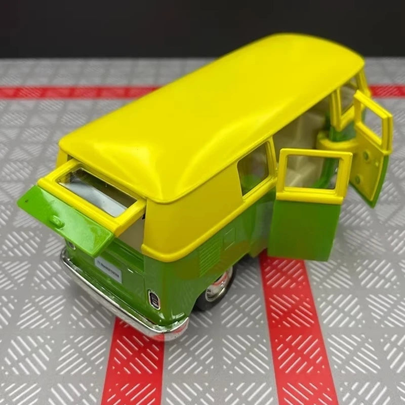 [TOY] 1:36 Volkswagen 1963 T1 Green Yellow Model Car Die-Cast