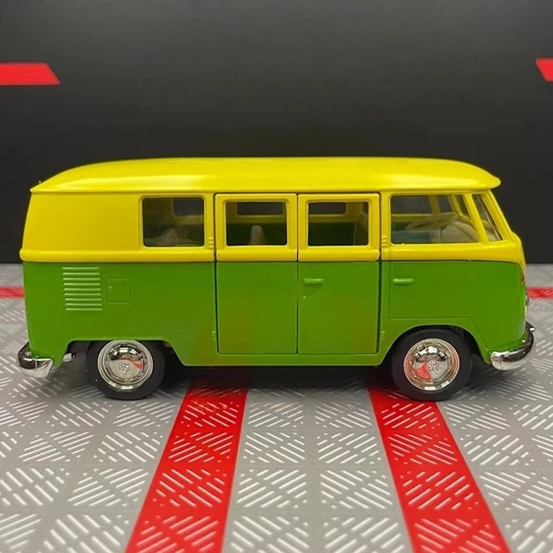 [TOY] 1:36 Volkswagen 1963 T1 Green Yellow Model Car Die-Cast