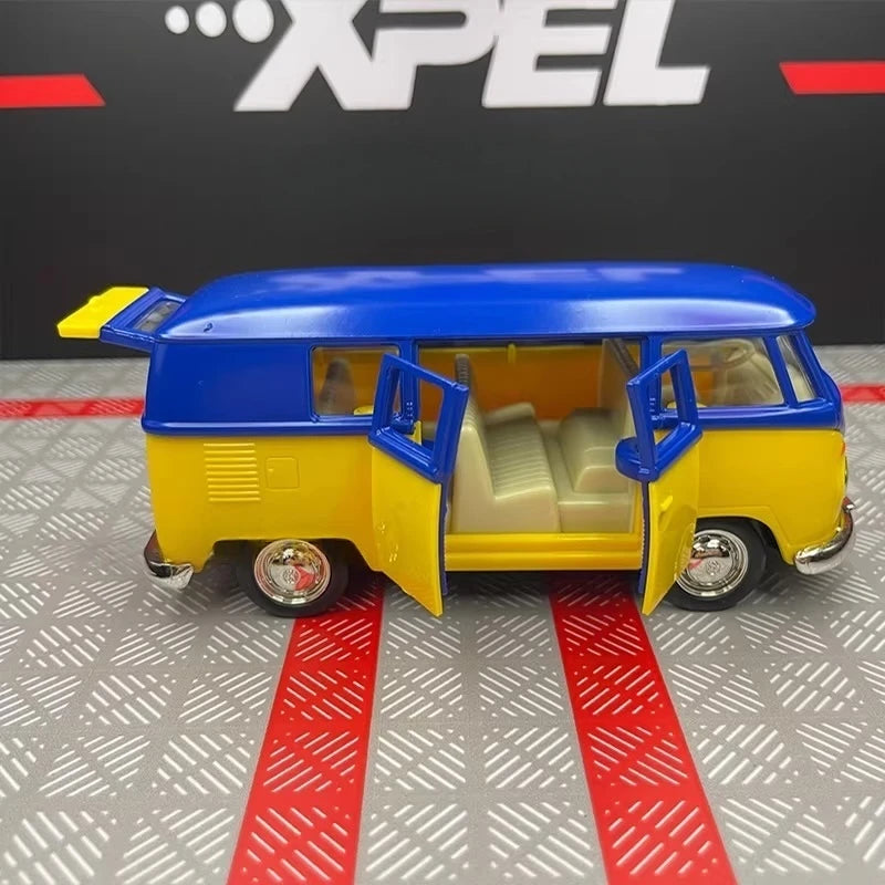 [TOY] 1:36 Volkswagen 1963 T1 Yellow Blue Model Car Die-Cast