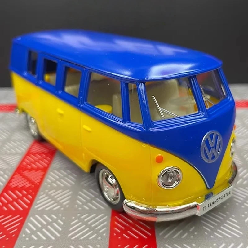 [TOY] 1:36 Volkswagen 1963 T1 Yellow Blue Model Car Die-Cast
