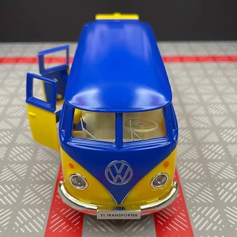 [TOY] 1:36 Volkswagen 1963 T1 Yellow Blue Model Car Die-Cast