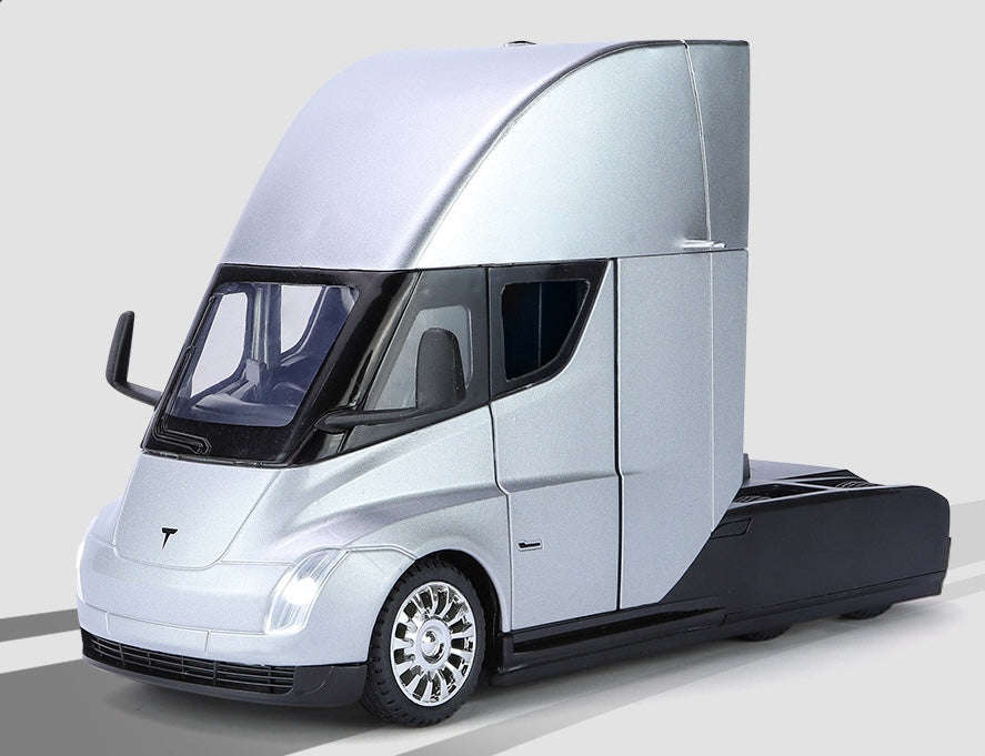 1:24 Tesla 2022 Semi Truck Silver Model Car