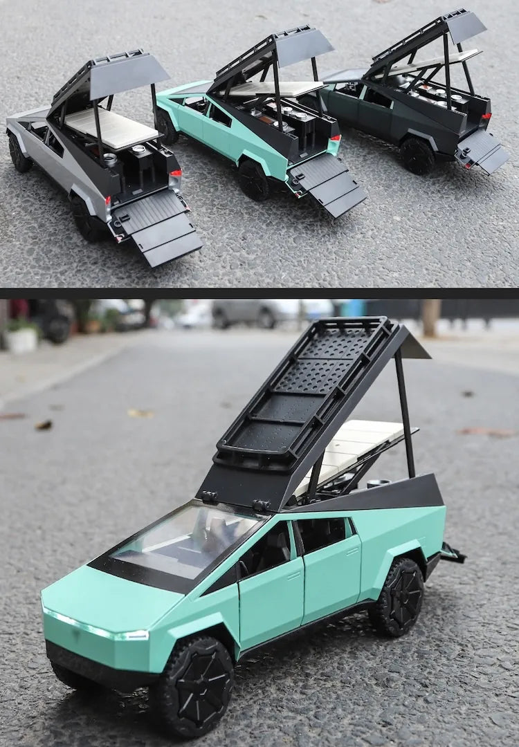 1:24 Tesla 2023 Cybertruck Camper RV Die Cast Model Car