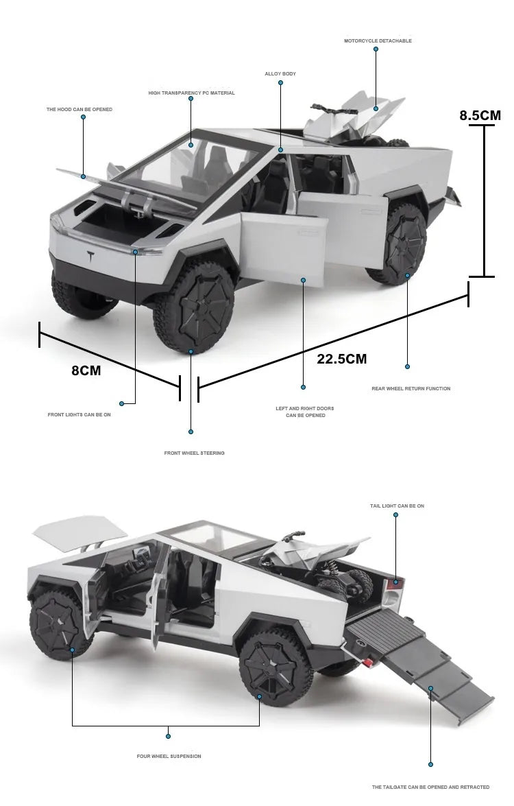 1:24 Tesla 2023 Cybertruck Die Cast Model Car