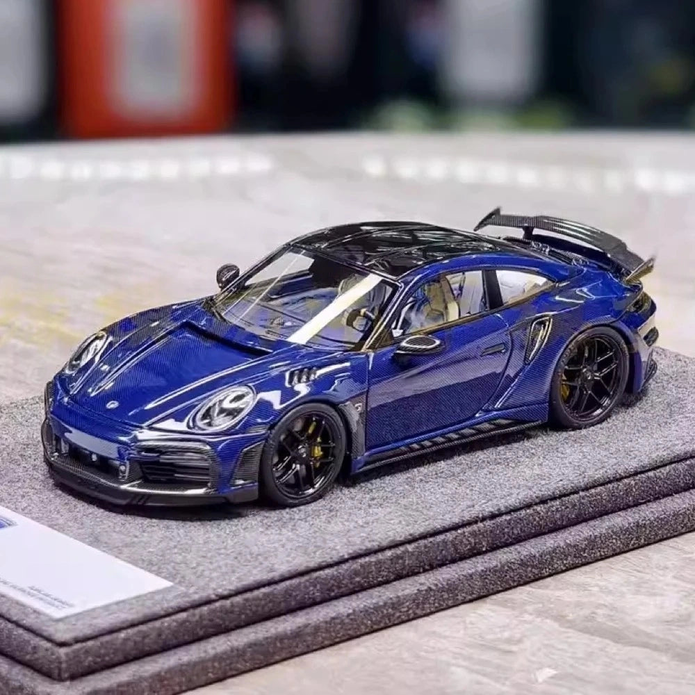 [Laboratory] 1:43 Porsche 2021 911 992 Turbo S Stinger GTR Stealth Edition blå modellbil harts