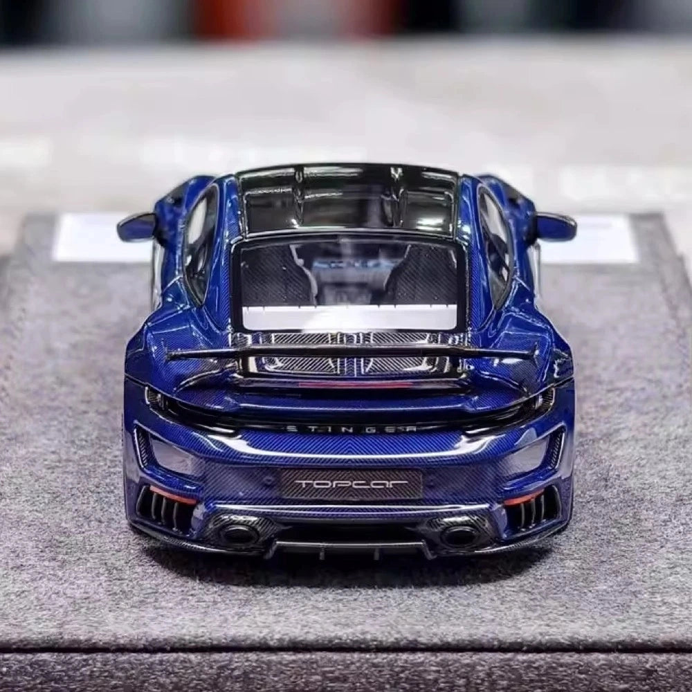 [Laboratory] 1:43 Porsche 2021 911 992 Turbo S Stinger GTR Stealth Edition blå modellbil harts