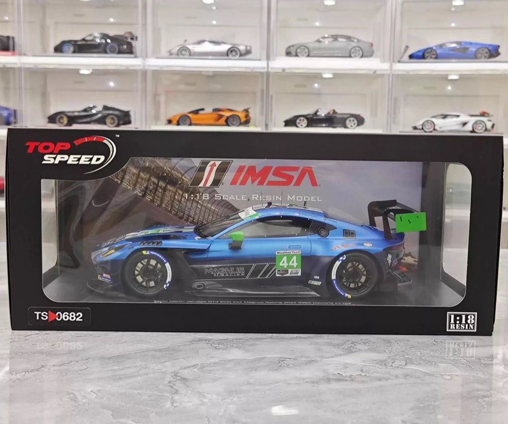 [Top Speed] 1:18 Aston Martin 2025 Vantage GT3 EVO 44 Magnus Racing IMSA Daytona 24 Hrs Model Car Resin