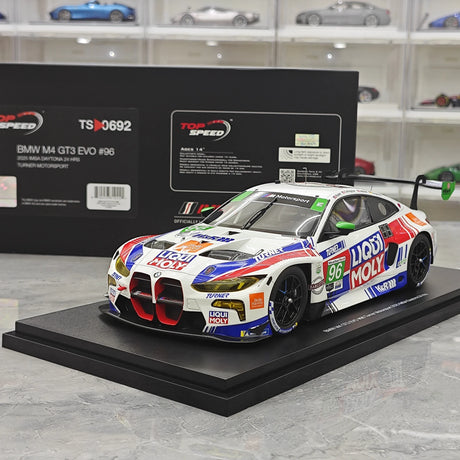 BMW 2025 M4 GT3 EVO Turner Motorsport #96 1:18 IMSA Daytona 24 Hrs Resin-Sammlermodell von Top Speed – siehe 15