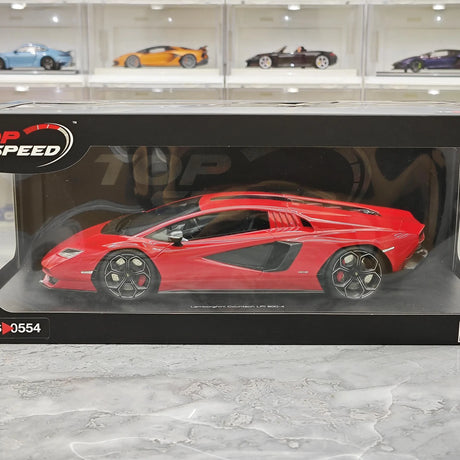 Top Speed Lamborghini 2021 Countach LPI 800-4 Rosso Mars 1:18 – Sammelobjekt-Resin-Modellharz