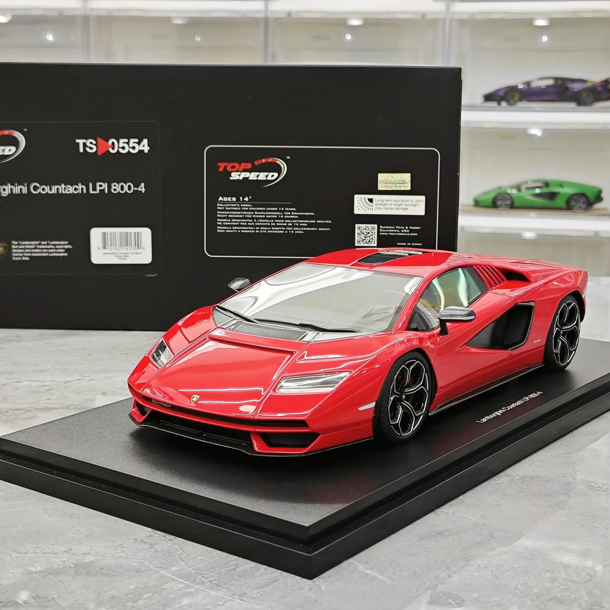 Top Speed Lamborghini 2021 Countach LPI 800-4 Rosso Mars 1:18 – Sammelobjekt-Resin-Modellharz