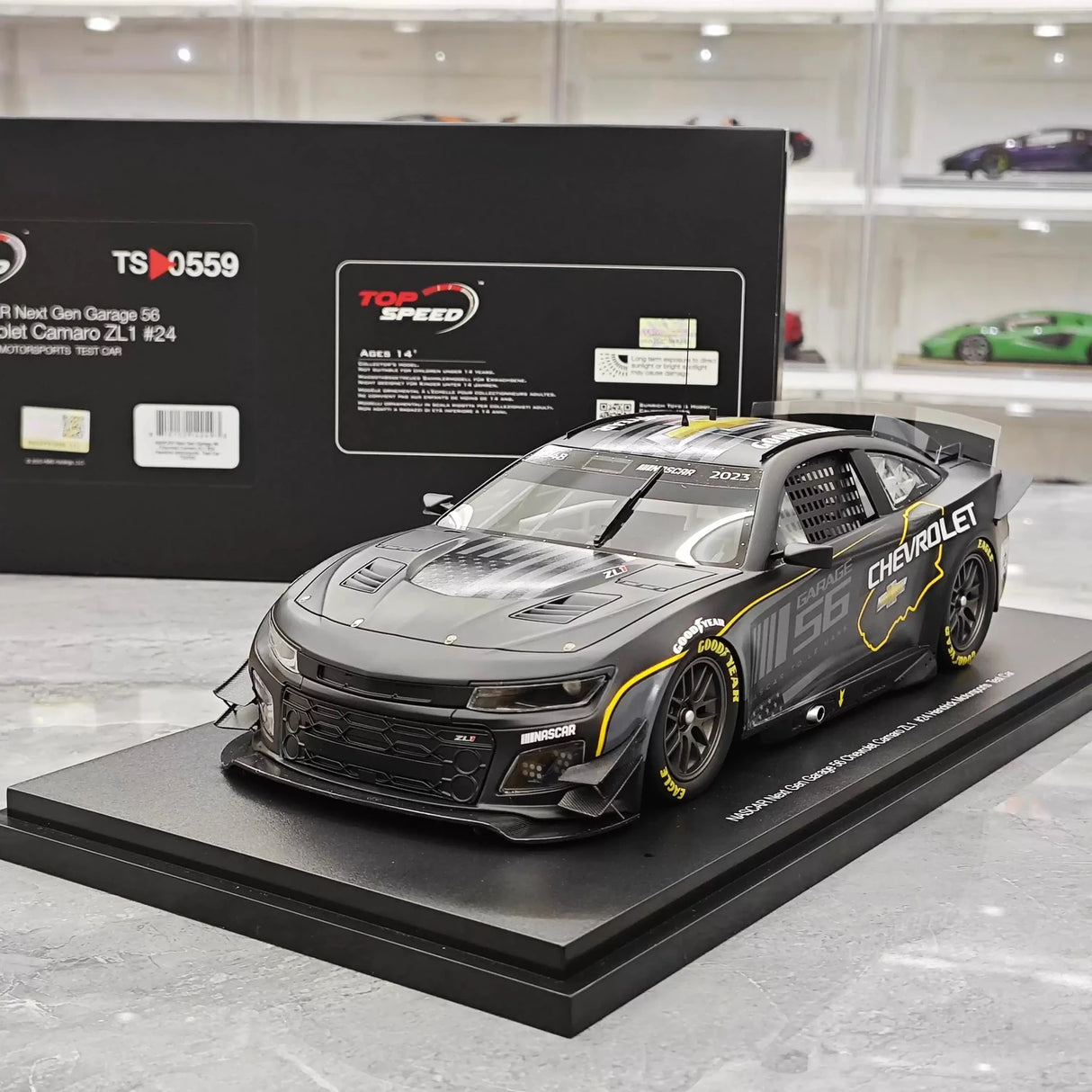 [Top Speed] 1:18 Chevrolet 2023 Camaro ZL1 NASCAR Next Gen Garage 56 Model Car Resin
