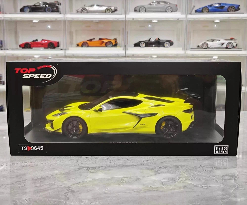 [Top Speed] 1:18 Chevrolet 2025 Corvette ZR1 gul modellbil harts