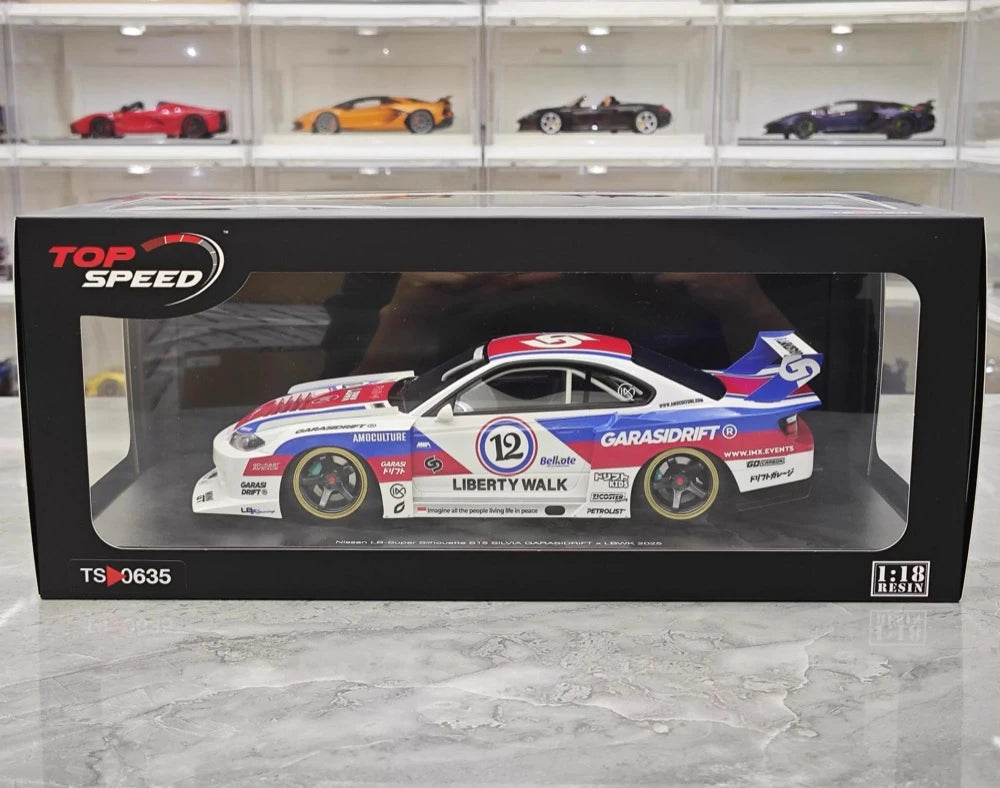 [Top Speed] 1:18 Nissan 2002 Silvia S15 LB-Super Silhouette GARASIDRIFT x LBWK voiture miniature Resin