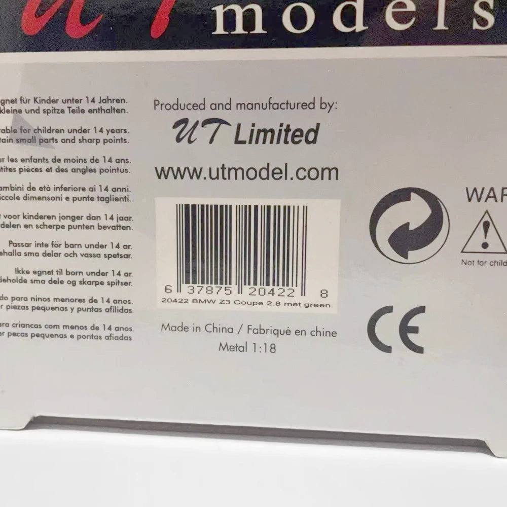 [UT] 1:18 BMW 1999 E36 Z3 Coupe 2.8 Blue Model Car Die-Cast