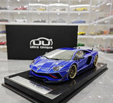 [Ultra Unique] 1:18 Lamborghini 2015 Aventador LP750-4 SV sininen pienoismalli Hartsi