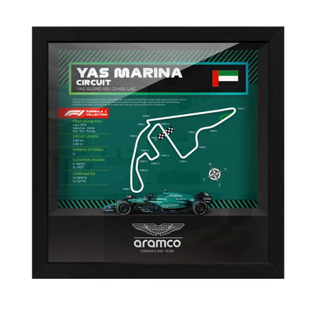 Aston Martin F1 Mapa del Circuito Fernando Alonso Exhibición de coches en miniatura enmarcada