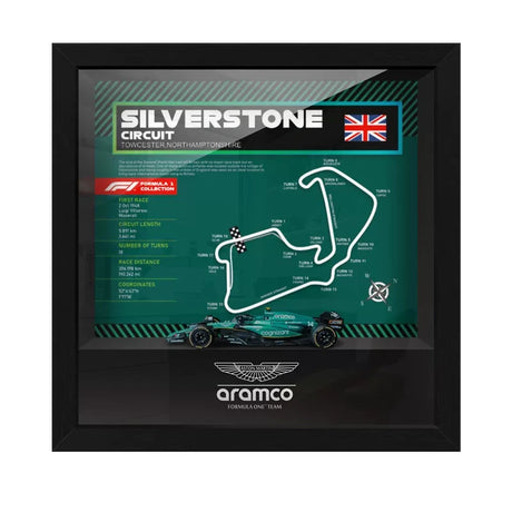 Aston Martin F1 Mapa del Circuito Fernando Alonso Exhibición de coches en miniatura enmarcada
